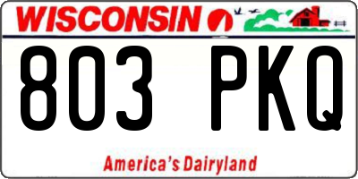 WI license plate 803PKQ