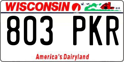 WI license plate 803PKR