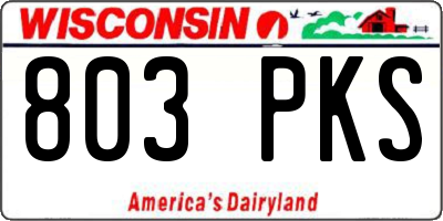 WI license plate 803PKS