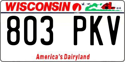 WI license plate 803PKV