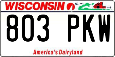 WI license plate 803PKW