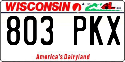 WI license plate 803PKX