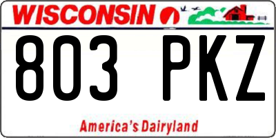 WI license plate 803PKZ