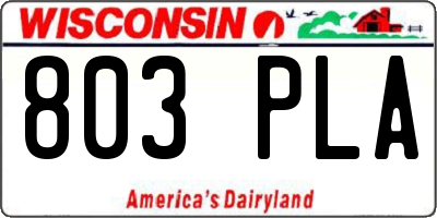 WI license plate 803PLA