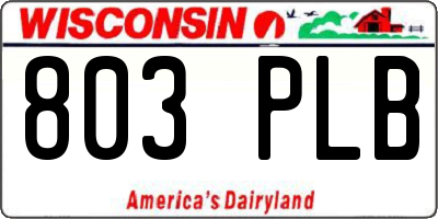 WI license plate 803PLB