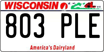 WI license plate 803PLE