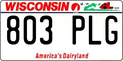 WI license plate 803PLG