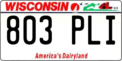 WI license plate 803PLI