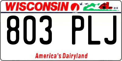 WI license plate 803PLJ