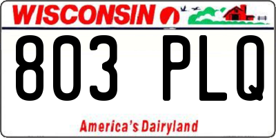 WI license plate 803PLQ