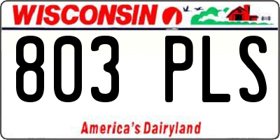 WI license plate 803PLS