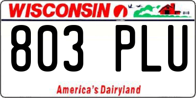 WI license plate 803PLU
