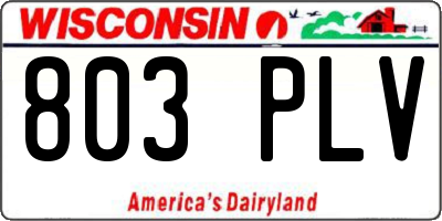 WI license plate 803PLV