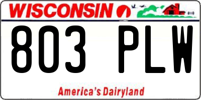 WI license plate 803PLW