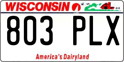 WI license plate 803PLX