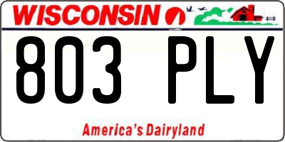 WI license plate 803PLY