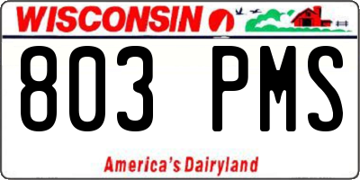WI license plate 803PMS