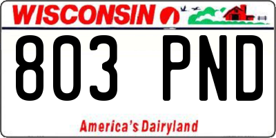 WI license plate 803PND
