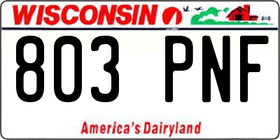 WI license plate 803PNF