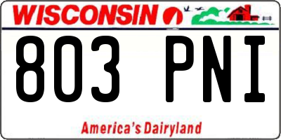 WI license plate 803PNI
