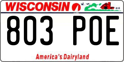 WI license plate 803POE
