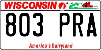 WI license plate 803PRA