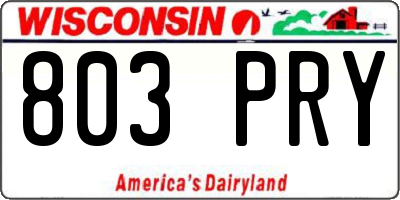 WI license plate 803PRY