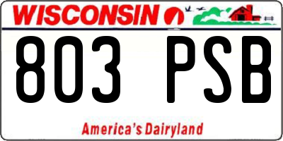 WI license plate 803PSB