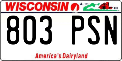 WI license plate 803PSN