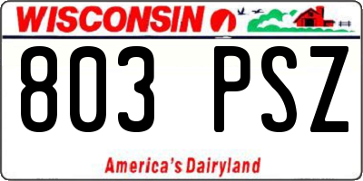 WI license plate 803PSZ
