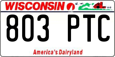 WI license plate 803PTC