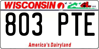 WI license plate 803PTE