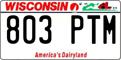 WI license plate 803PTM
