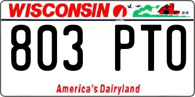 WI license plate 803PTO