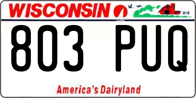 WI license plate 803PUQ