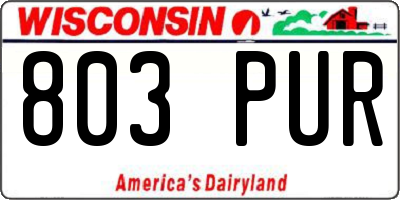 WI license plate 803PUR