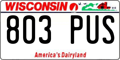 WI license plate 803PUS