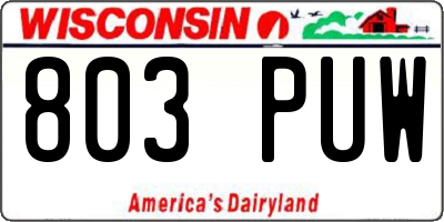 WI license plate 803PUW