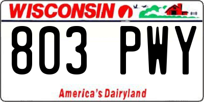 WI license plate 803PWY