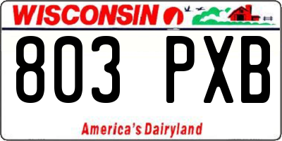 WI license plate 803PXB