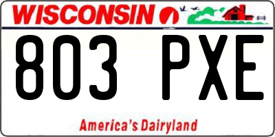 WI license plate 803PXE
