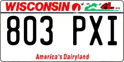 WI license plate 803PXI