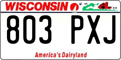 WI license plate 803PXJ