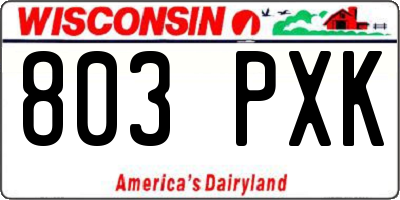 WI license plate 803PXK