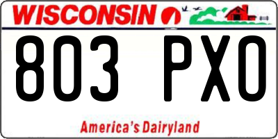 WI license plate 803PXO