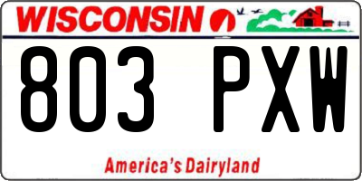 WI license plate 803PXW