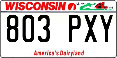 WI license plate 803PXY
