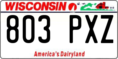 WI license plate 803PXZ