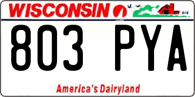 WI license plate 803PYA