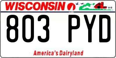 WI license plate 803PYD